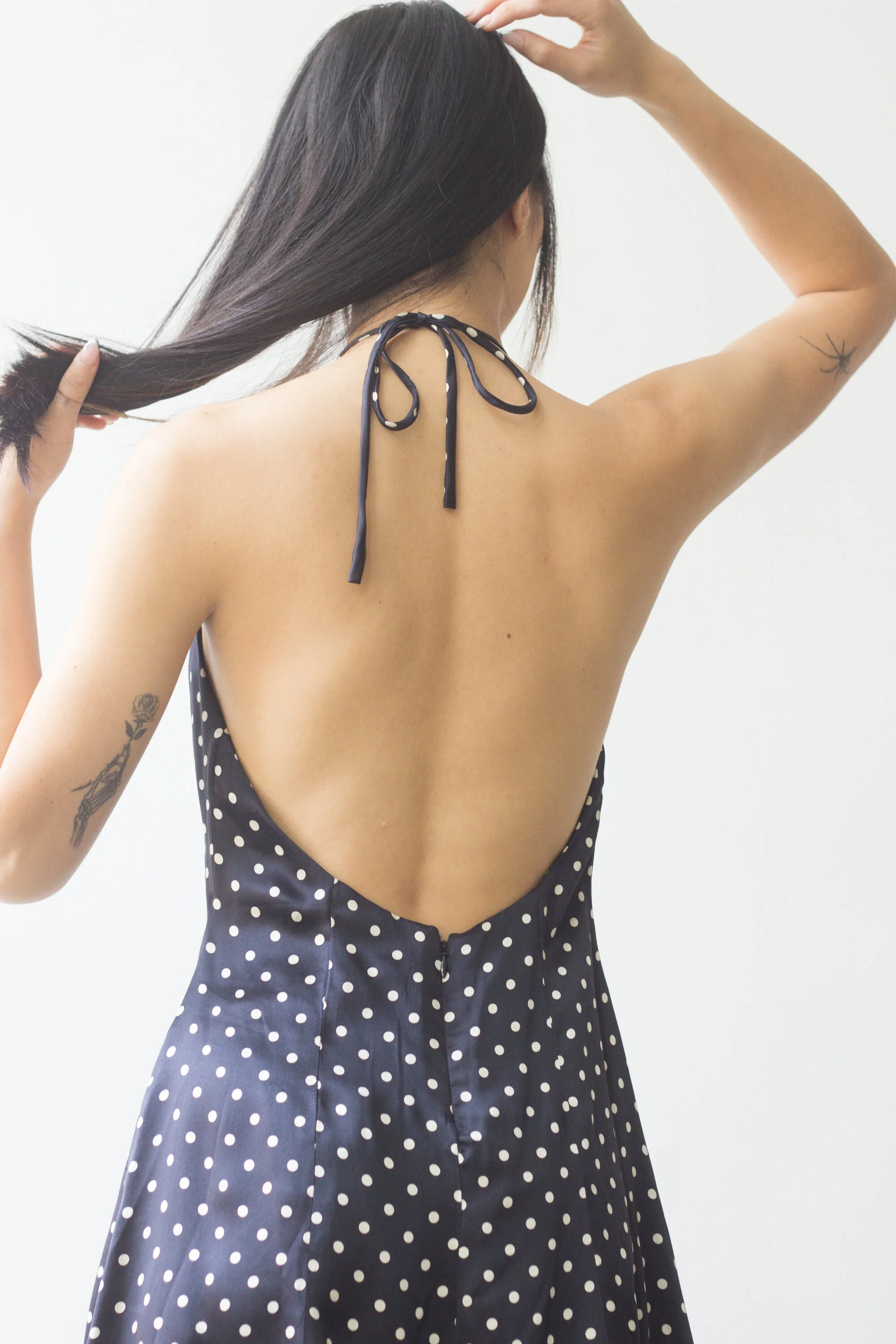 1990s Ralph Lauren Purple Label Silk Charmeuse Halter Dress